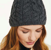 Charcoal Aran Knit Bobble Hat – Made in Ireland