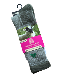 Soft Marino Wool Sock ~ Green UK4-7