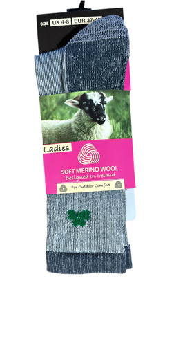 Soft Marino Wool Sock ~ Grey UK4-7