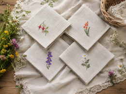 Irish Wildflower Embroidered Napkins (Set of Four)