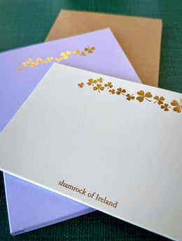 Shamrock of Ireland Gold Foil Notelets
