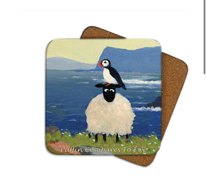 Puffin Compares To Ewe Coaster set of 2