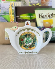 Celtic Shamrock ceramic teabag holder
