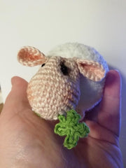 Crochet Irish sheep with shamrock