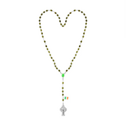 Connemara marble oval rosary beads with box