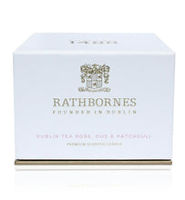 Load image into Gallery viewer, Rathbornes Dublin Tea Rose, Oud &amp; Patchouli Scented Luxury Candle