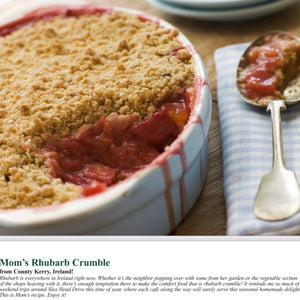 Irish rhubarb crumble recipe card